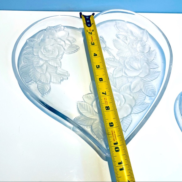 Studio Nova Winter Rose Big & Small Hearts Glass Dish Tray Frosted Vintage - Picture 12 of 14